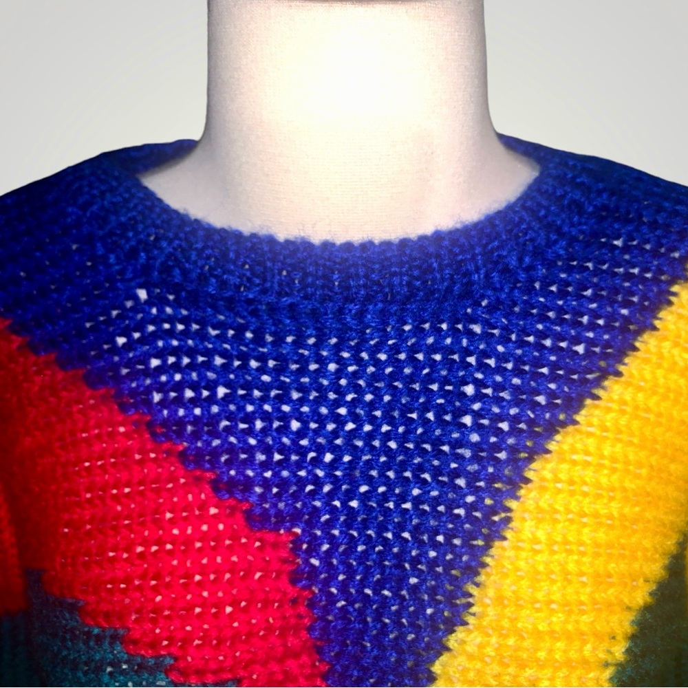 Vintage 1980s Colorful Knit Pullover Sweater by Via L.A. - Size M 🌹🌼🌺🌻🌸
